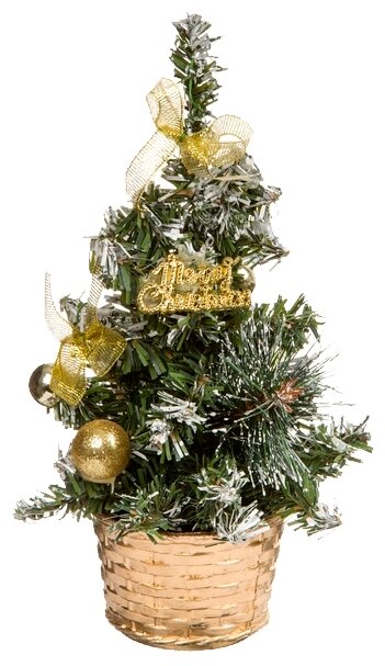 Новогодняя елка Snowmen, 20 см, с инеем, золото (Е96741)