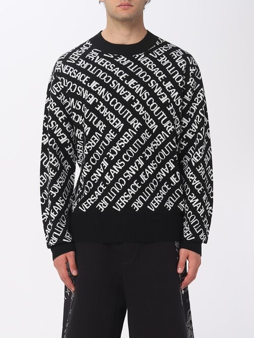 Пуловер Versace Jeans Couture, размер XXL, черный, белый