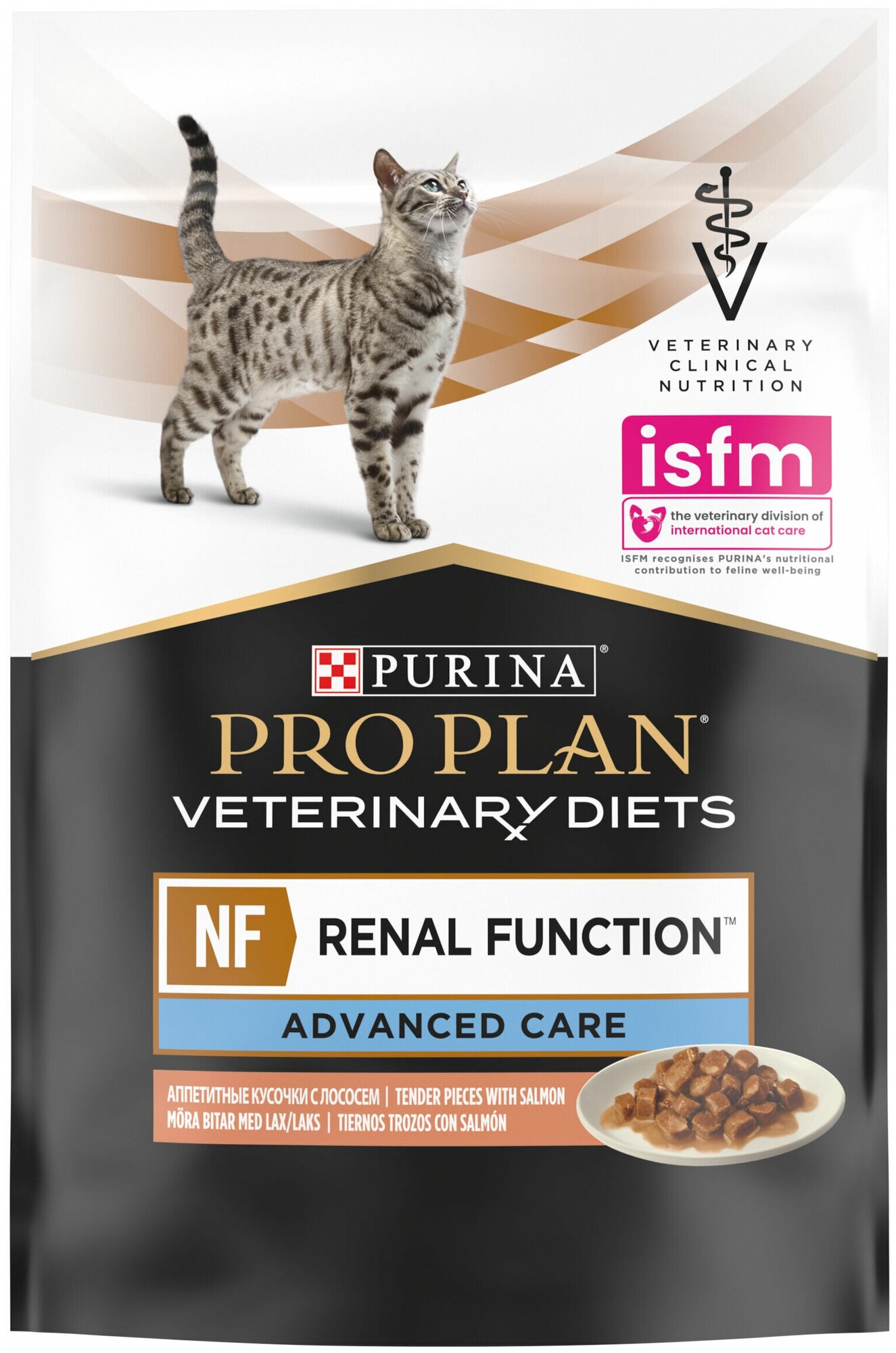 Purina Pro Plan Veterinary Diets NF Renal Function Advanced Care влажный корм для кошек для поддержания функции почек с лососем в паучах, 85 г х 10 шт