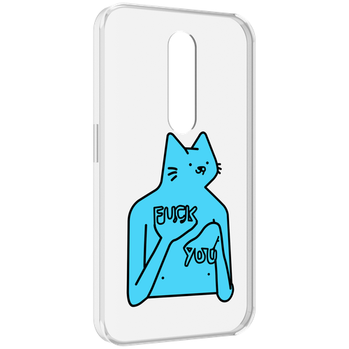 Чехол MyPads голубой-кот-фак-ю для Motorola Moto X Force (XT1585 / XT1581) задняя-панель-накладка-бампер