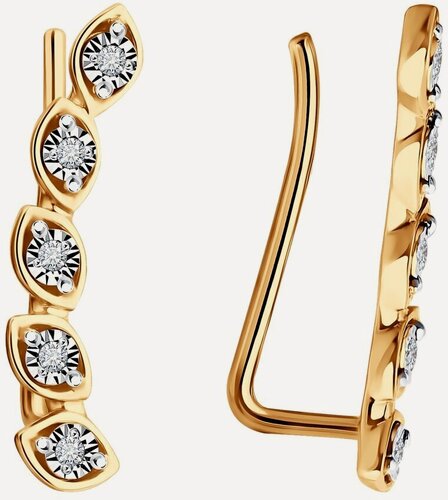 Изображение товара Серьги каффы, комбинированное золото, 585 проба, бриллиант