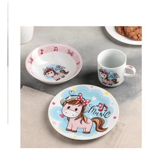 фото Набор детской посуды, доляна, маленькая лошадка, 3 предмета