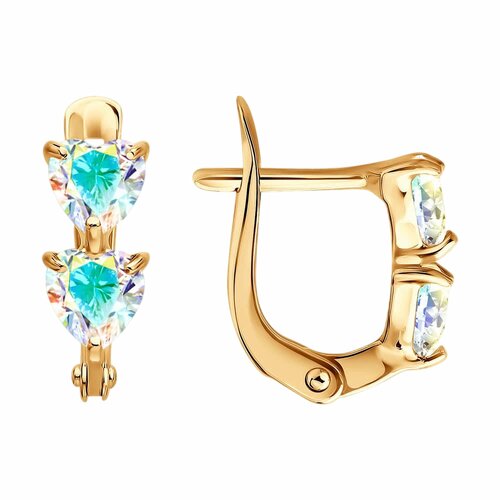 фото Серьги diamant online, красное золото, 585 проба, фианит, длина 0.9 см, , мультиколор