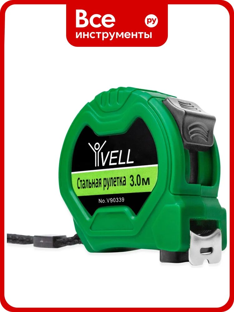 Рулетка Vell 1376793, измерительная, 3 м, высокоуглеродистая сталь, пластик