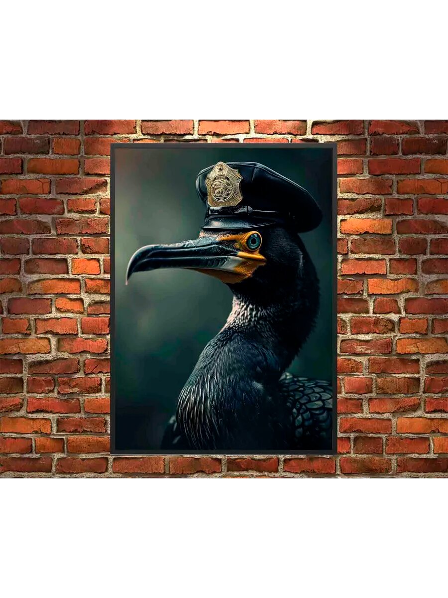 Баклан-птица-полицейский 1, Плакат 30x42см