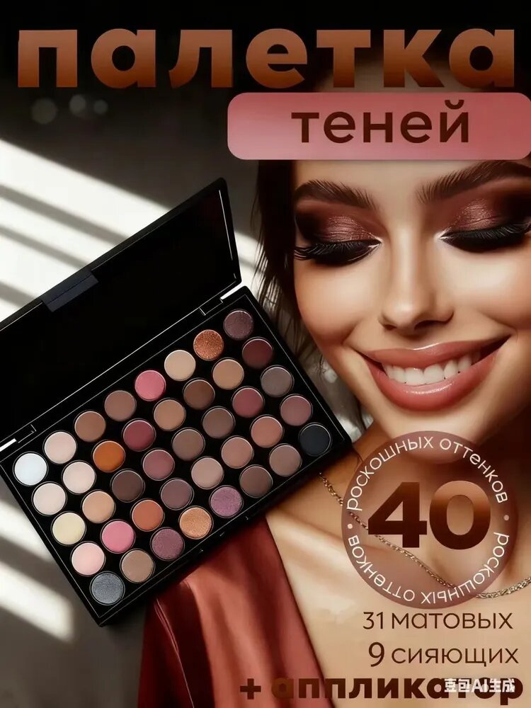 Профессиональная палетка теней 40 оттенков - для свадьбы, вечеринки, повседневного макияжа