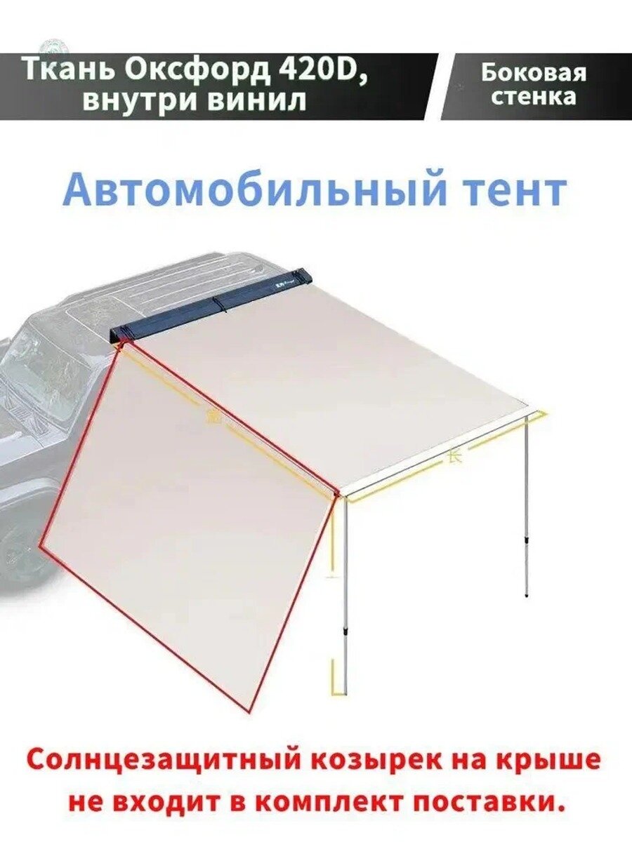 Автомобильный тент Боковая стенка *, шатровая, 300 г/м2, водостойкость 3000-6000