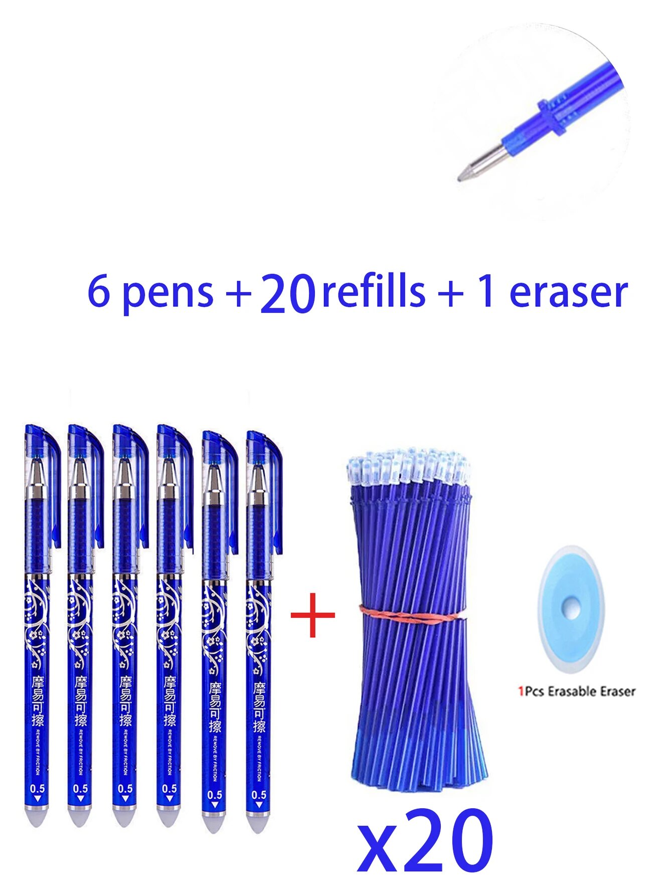 Гелевые ручки Kawaii 0,5 мм синие/черные Синий, 27 pcs blue Bullet