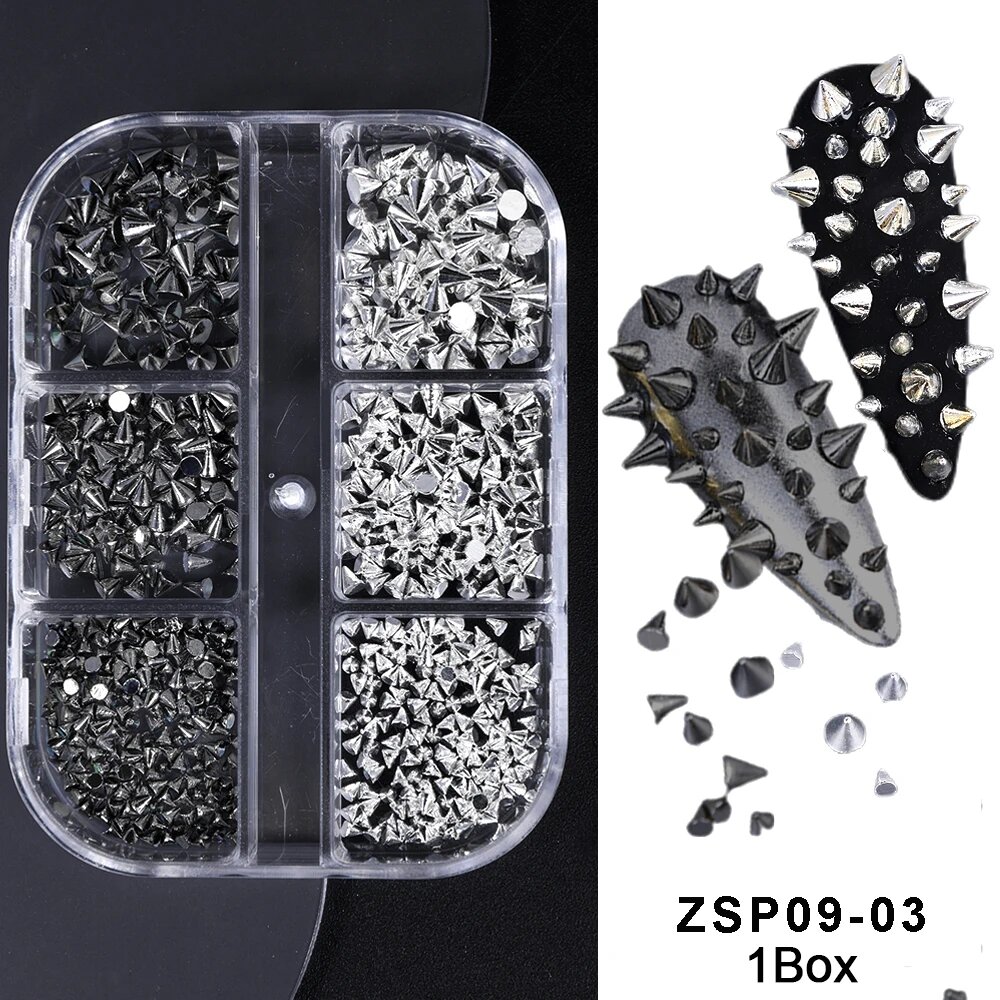 SWEET TREND 3D серебряные панк стразы для маникюра ZSP09-03