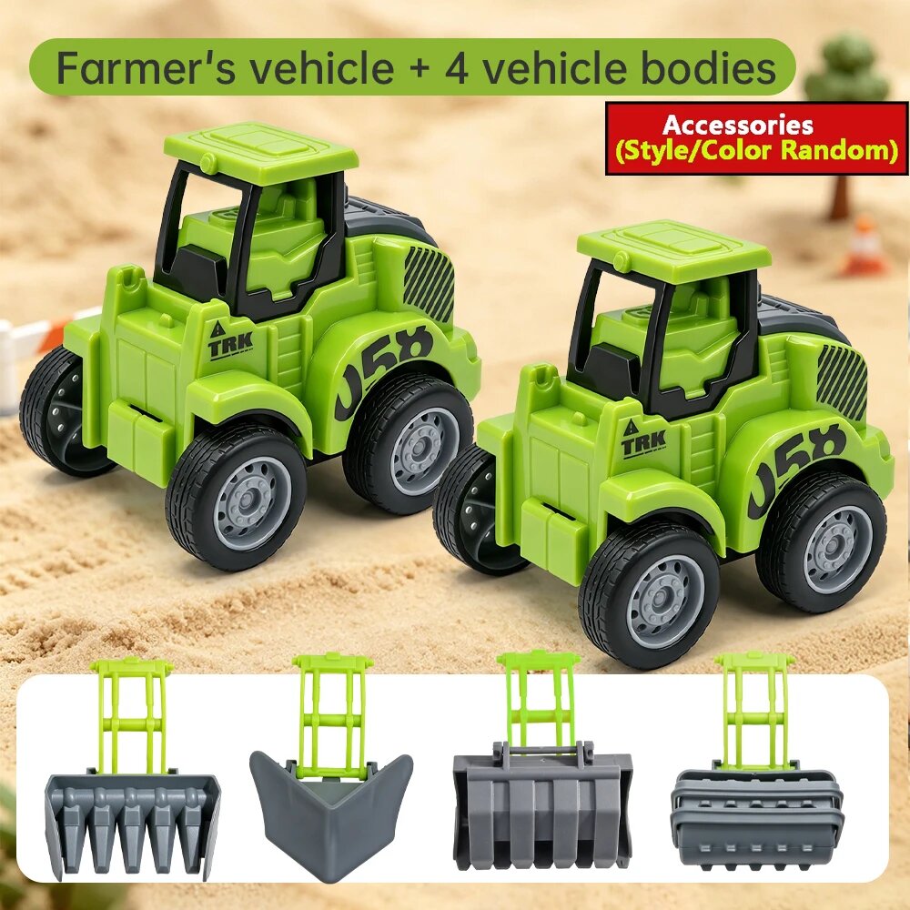 Игрушечный экскаватор из пластика Зеленый, Farm 2car 4head