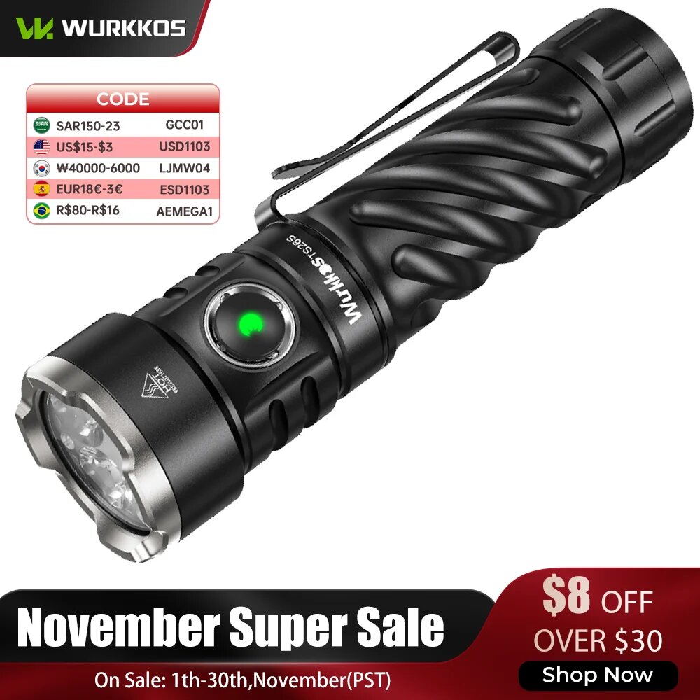 Wurkkos TS26S алюминиевый перезаряжаемый фонарь 3100LM