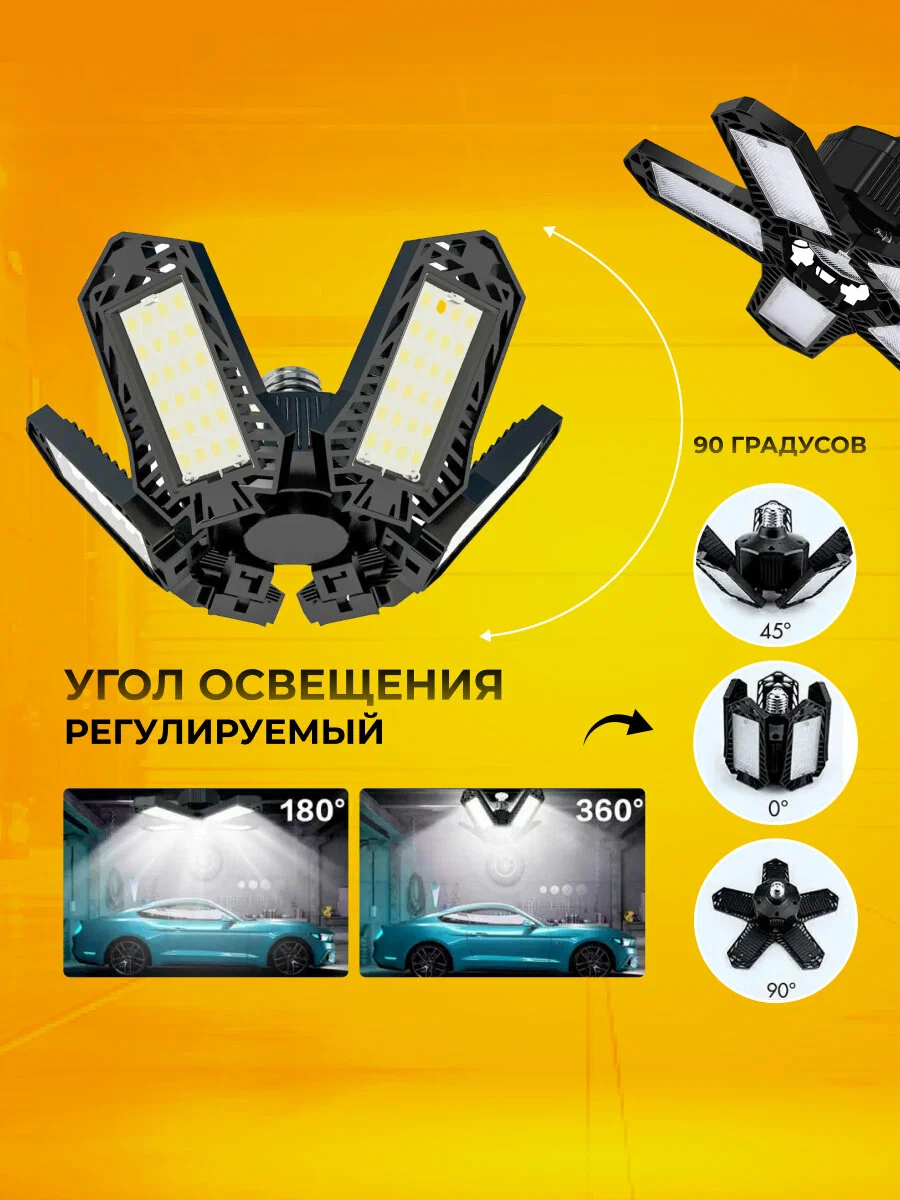 Светодиодная лампа 50 Вт для освещения гаража, склада, цеха, мастерской, яркий свет, промышленная лампа — фото 1