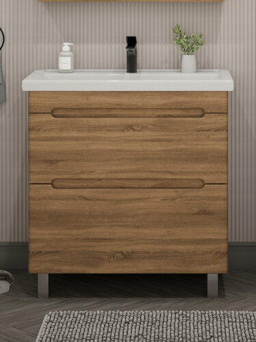 Изображение товара Тумба напольная SanStar Diva 70 с раковиной Фостер 70 (комплект) для ванной комнаты, Gold Craft