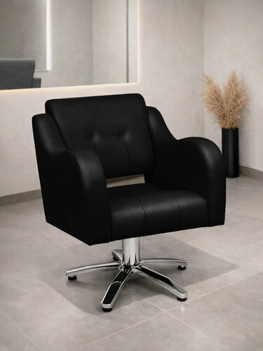 Изображение товара Парикмахерское кресло Волна, гидравлика, основание пятилучье, Уютный мастер, черный