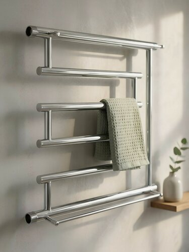 Изображение товара Полотенцесушитель водяной Aquater Фокстрот 50х50 см с полкой из нержавеющей стали, подключение 1 дюйм, ПМ-1, Россия