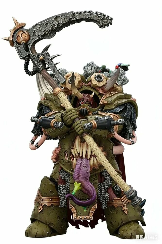 Подвижная фигурка JOYTOY Warhammer 40K 1/18 Action Figures Death Guard Deathshroud Terminator Champion with Manreaper and Plaguespurter Gauntlets Model Toy Gift Free Shipping