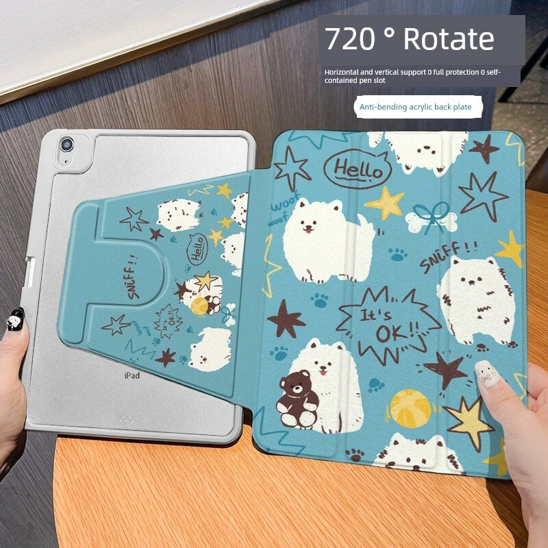 【720 ° Вращающийся защитный чехол для iPad 2022 с отсеком для стилуса, подходит для iPad Air 5, iPad 9-го поколения