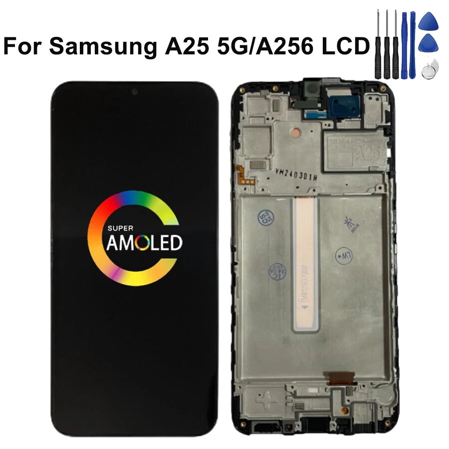 Super AMOLED для Samsung A25 A256 A256B A256E A256U ЖК-дисплей с сенсорным экраном AMOLED With Frame