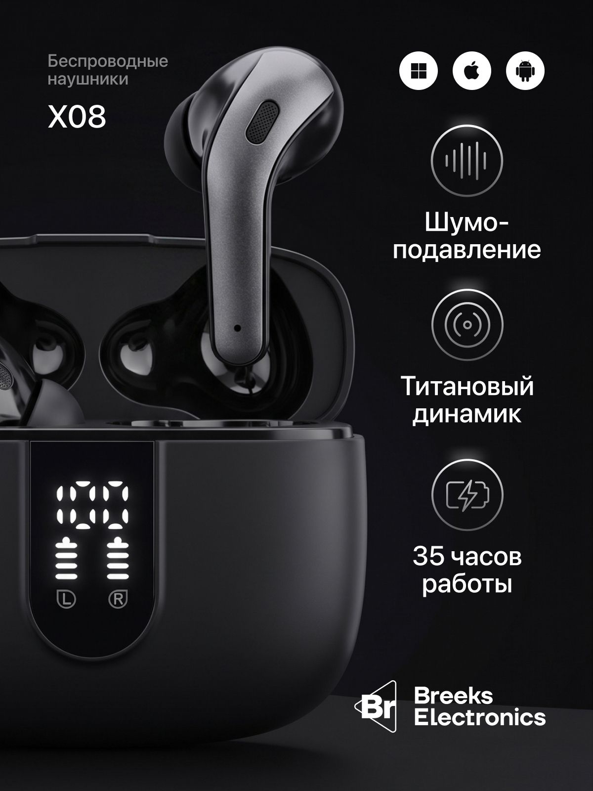 Беспроводные наушники Bluetooth с шумоподавлением