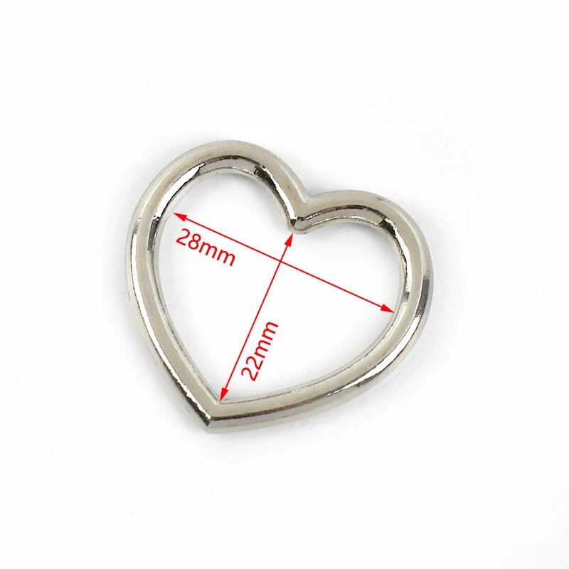Металлические кольца-карабины в форме сердца Meetee 5/10/20 шт. 10Pcs, Silver-29x22mm