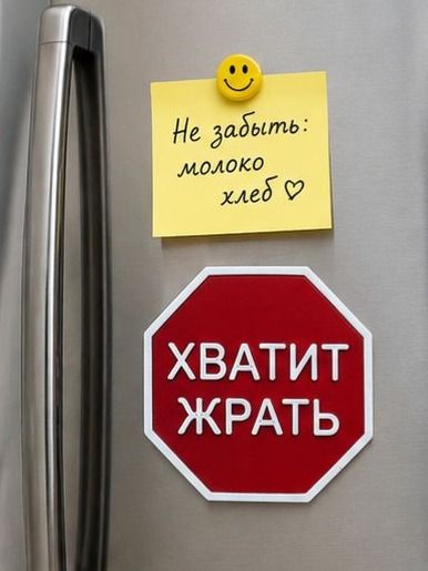 Магнит на холодильник. Знак Хватит Жрать. 8см