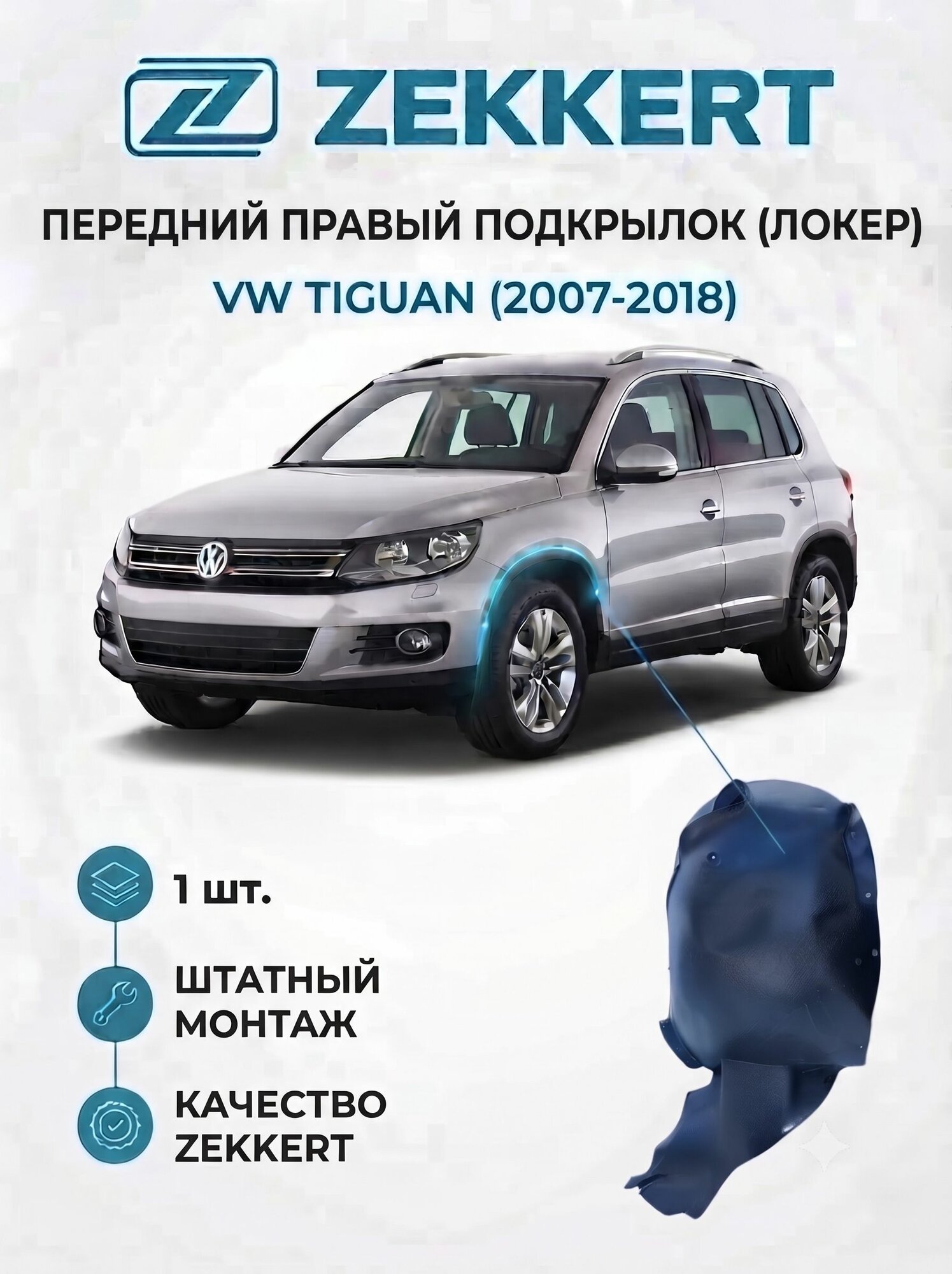 Подкрылок (локер) передний правый ZEKKERT для VW Tiguan 2007-2018г