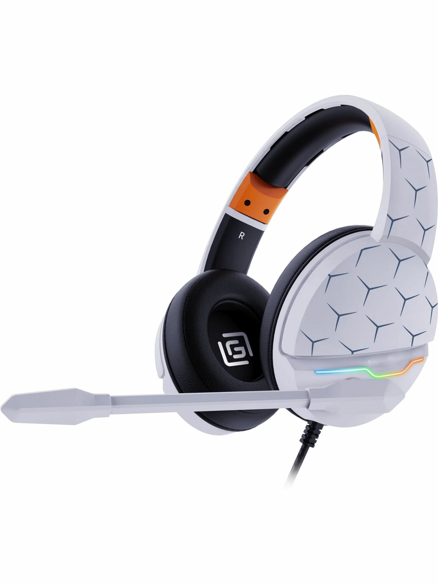 Наушники с микрофоном Оклик HS-L710G белый/черный 2м мониторные оголовье (1978693)