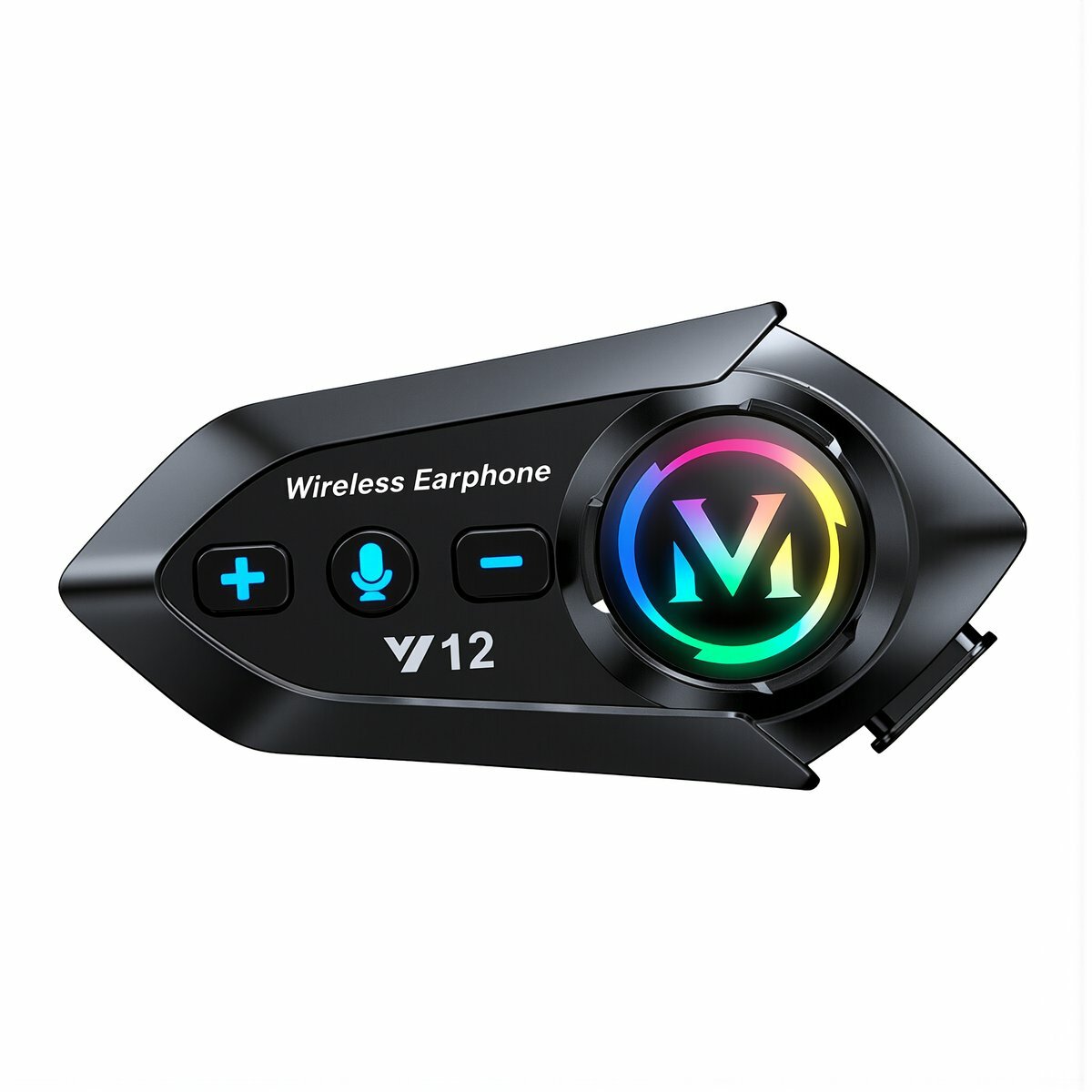 Беспроводные наушники для мотоциклетного шлема Y12 с 3D звуком IP56 защита FM радио 13 часов работы RGB подсветка для всех типов шлемов, Черный 2-в-1