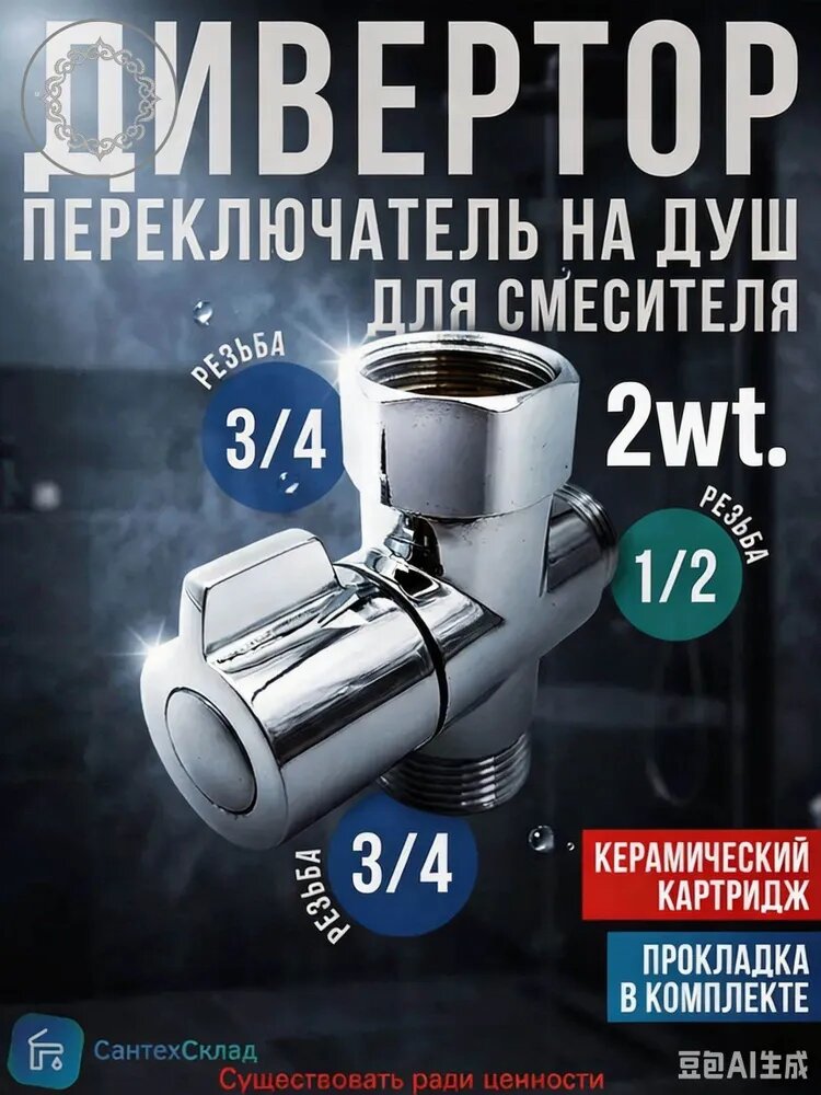 Дивертор для смесителя переключатель на душ 2шт