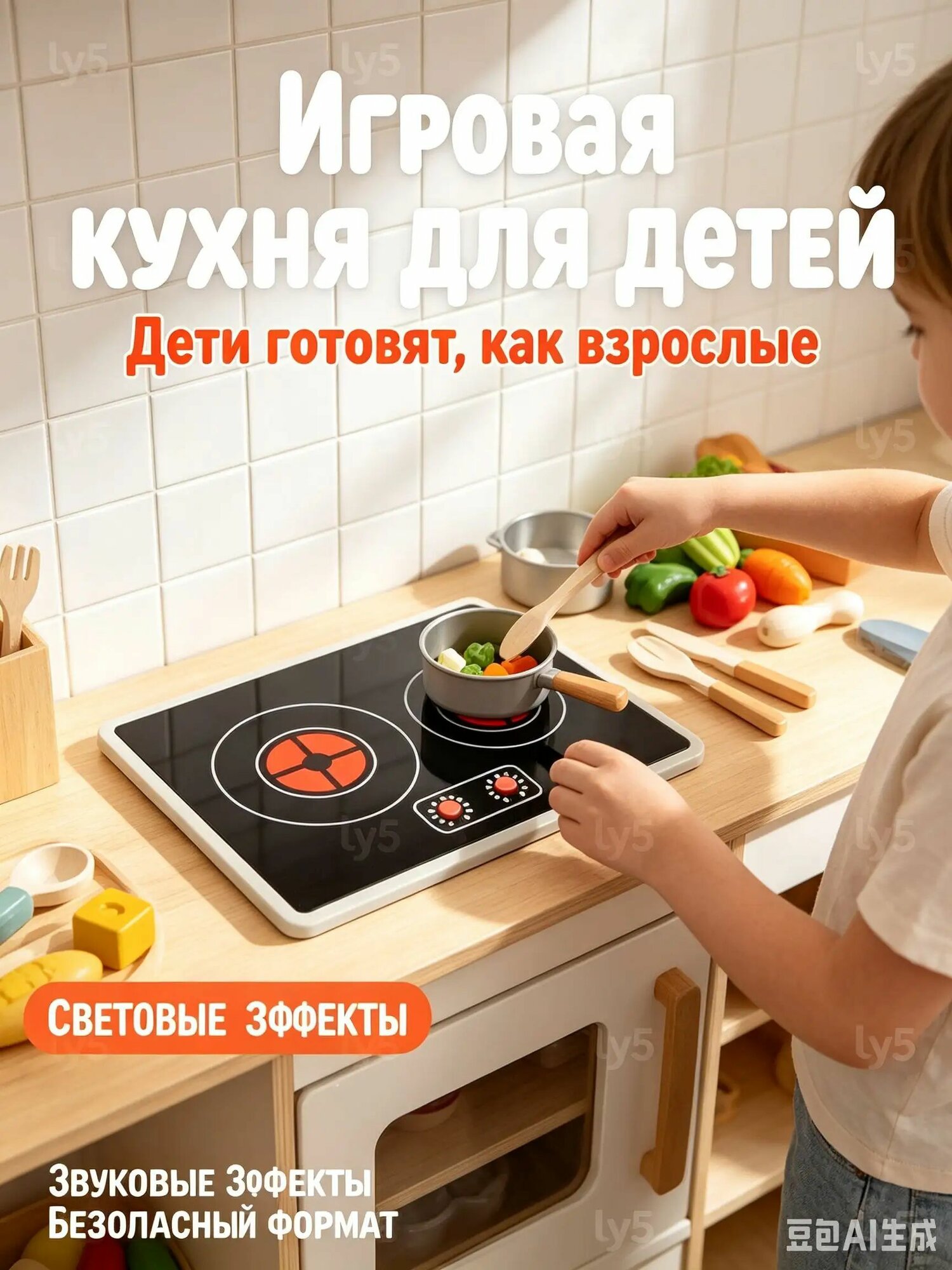 Плита детская игрушечная, со светом и звуком, батарейки в комплекте, кухня детская для девочки, интерактивная плита игрушка