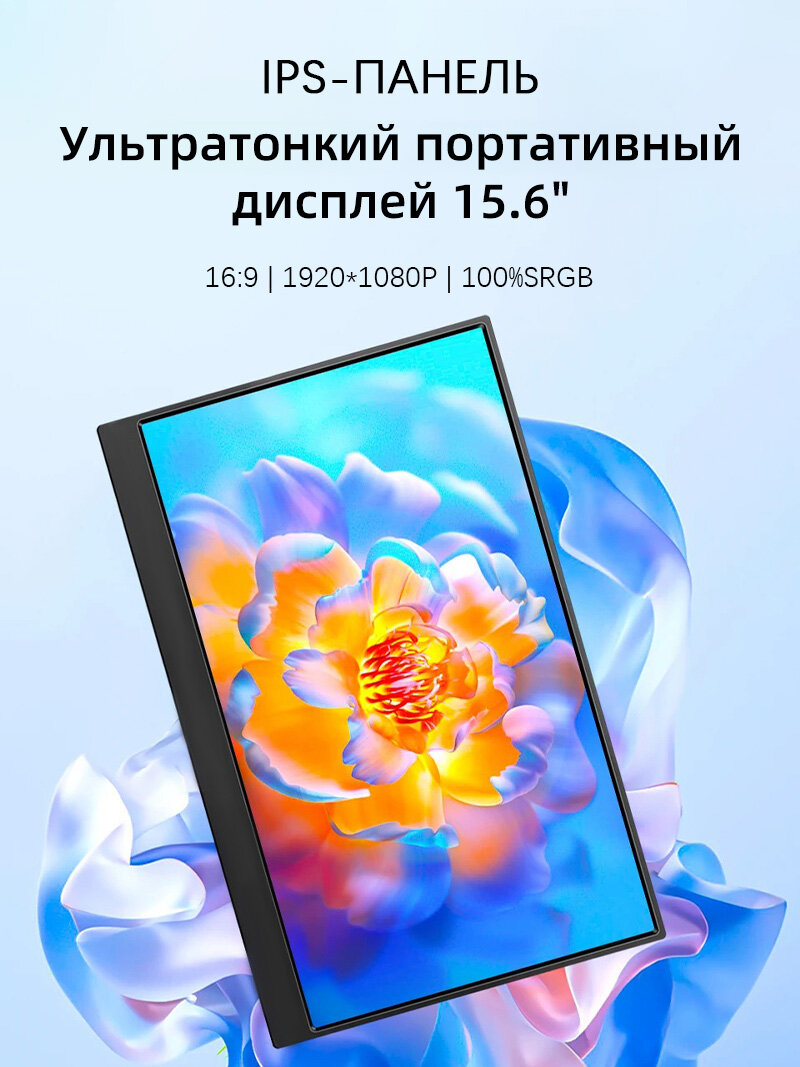 BYONE 15.6" Монитор, черно-серый