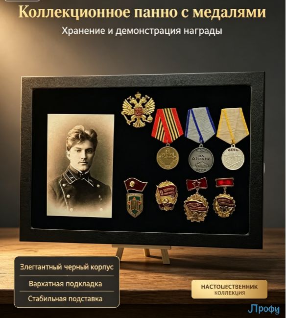 Подарочное коллекционное панно для хранения и демонстрации наград, медалей, погон и памятных значков-35*24*5cm