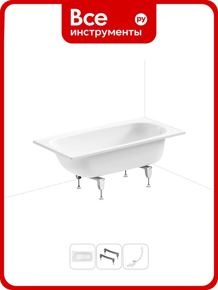 Комплект 3 в 1 Sanitana BLB Europa 2,2 стальная ванна 130x70 с ножками и сифоном 20220590R