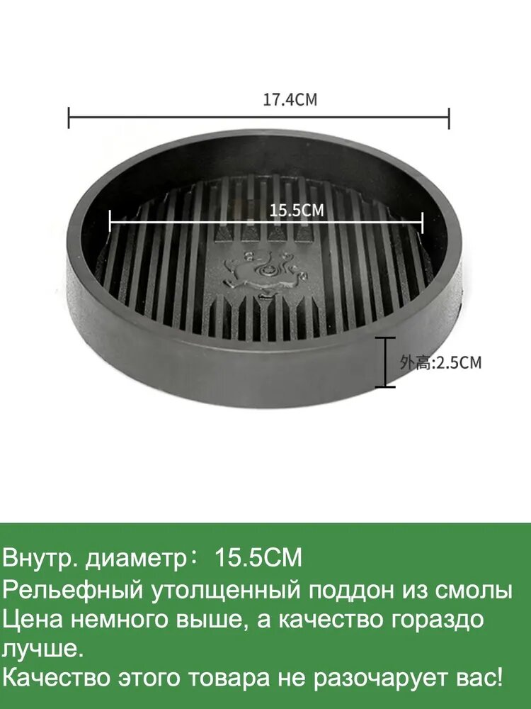 Поддон для цветов 17.4 см x 17.4 см x 2.5 см 1 шт полипропилен серый