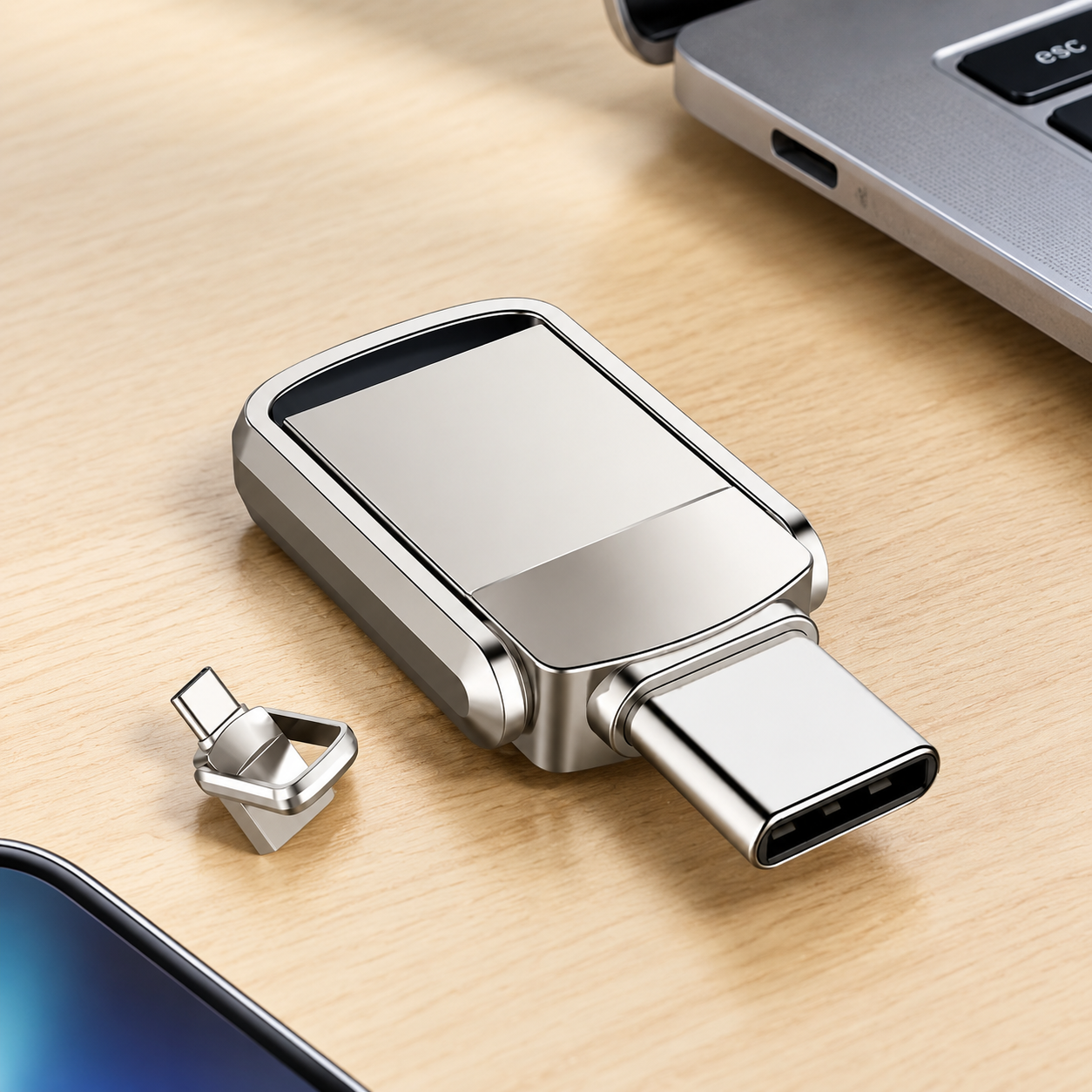 USB-накопитель Type-C 2ТБ, OTG (Цвет товара: серебристый)