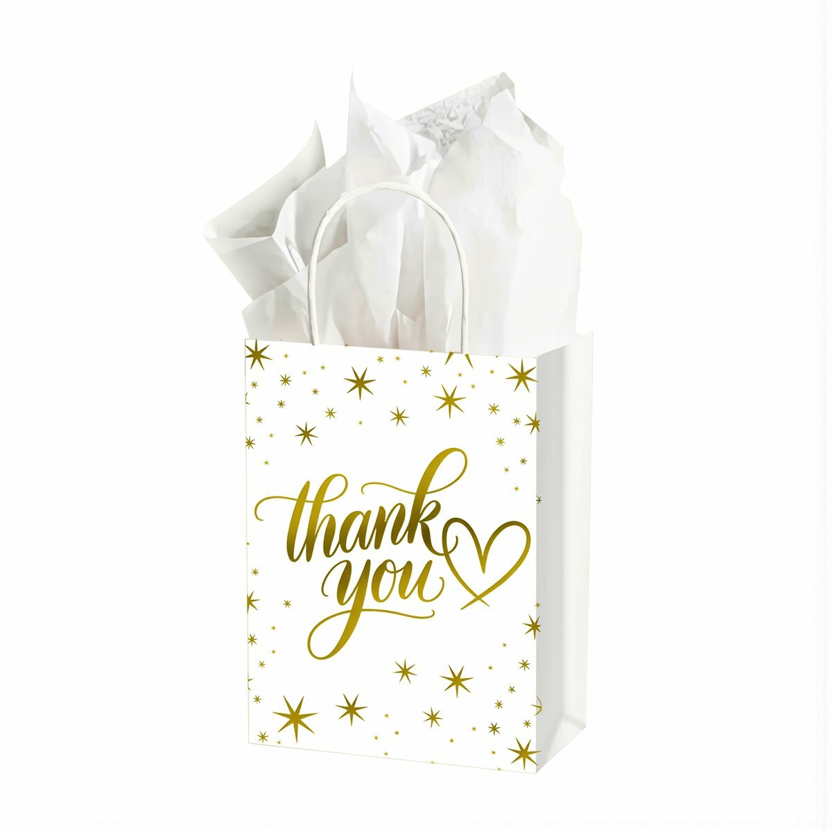 Подарочный пакет из плотной крафт бумаги золотая печать надпись Thank You удобные ручки для упаковки небольших сувениров в кафе магазинах и на любых праздничных мероприятиях