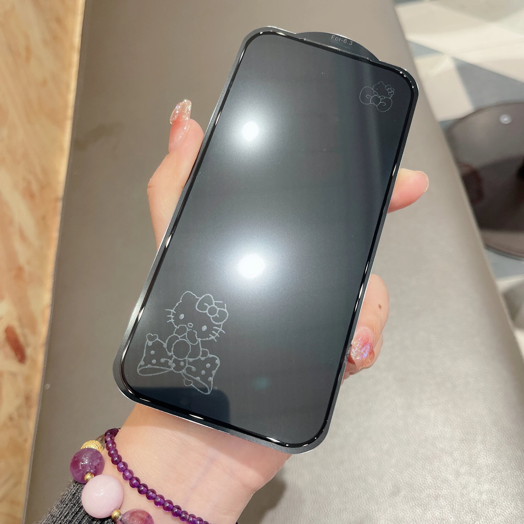 Милый мультяшный защитный экран с изображением Hello Kitty и Kuromi для iPhone 16 Plus, XT BowKT
