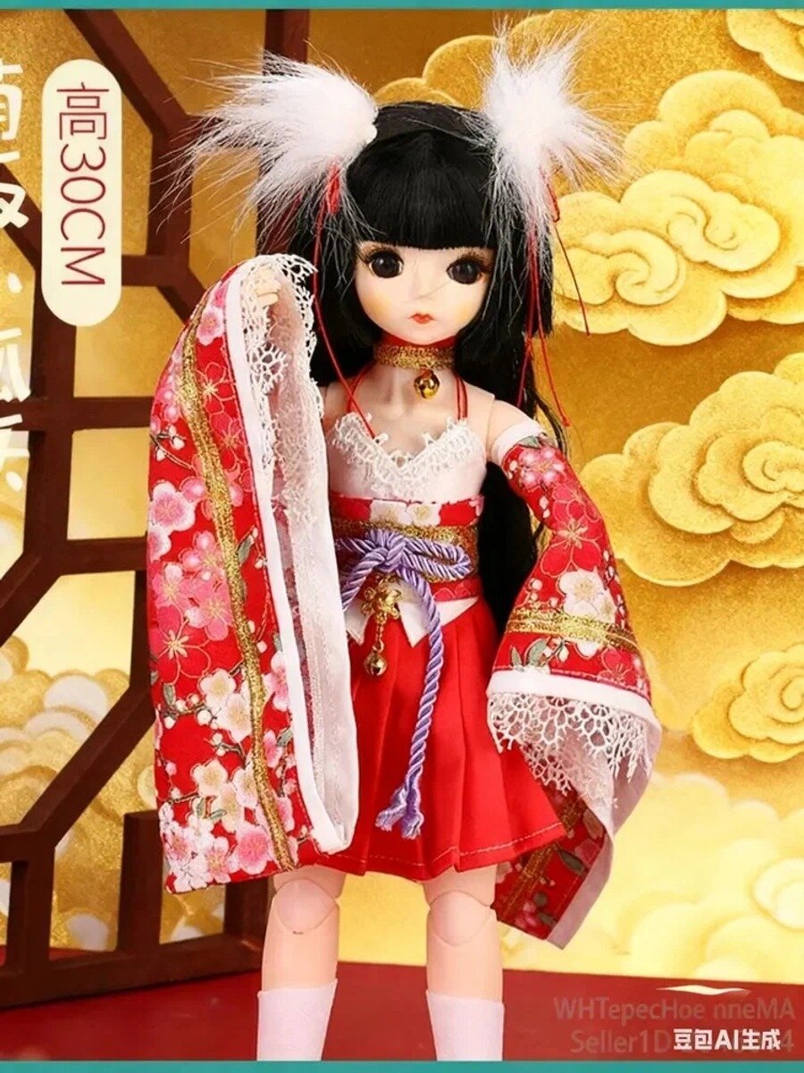BJD Кукла 30 см, 23 Шарнира для Позы, Музыкальная Китайская Девочка в Наряде, Игрушка для Девочекpzy