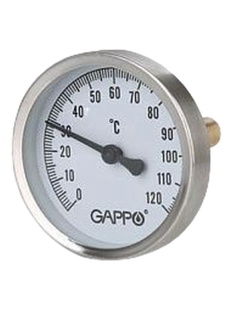 Термометр биметаллический с погружной гильзой 1/2" x 0-120C