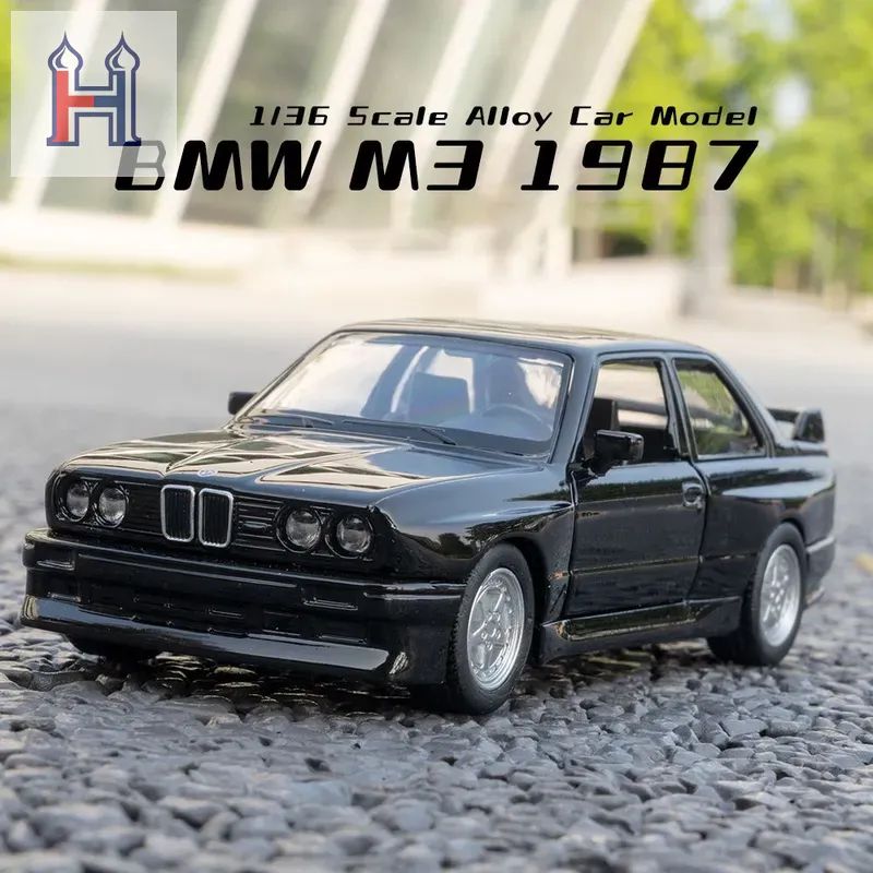 Металлическая игрушечная машина, BMW M3 1987 масштаб 1:36, Металлический сплав, Черный