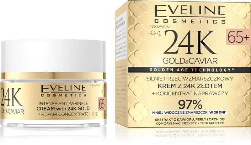 Крем для ухода за кожей Eveline Cosmetics 24k gold caviar, крем с интенсивным противоморщинным действием 65, 50 мл