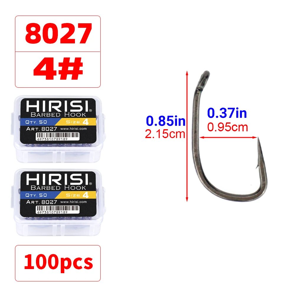 Рыболовные крючки Hirisi 8027, 4#, 100pcs