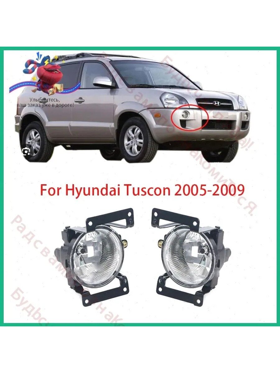 Фара автомобильная, Противотуманная фара, 2 шт, арт. fog light tucson 05-09