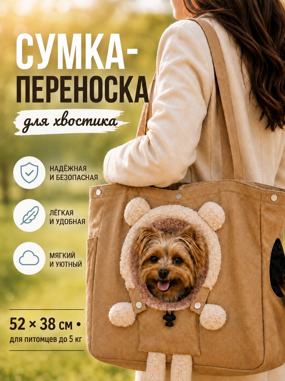 Сумка переноска для собак мелких пород и кошек до 5 кг через плечо