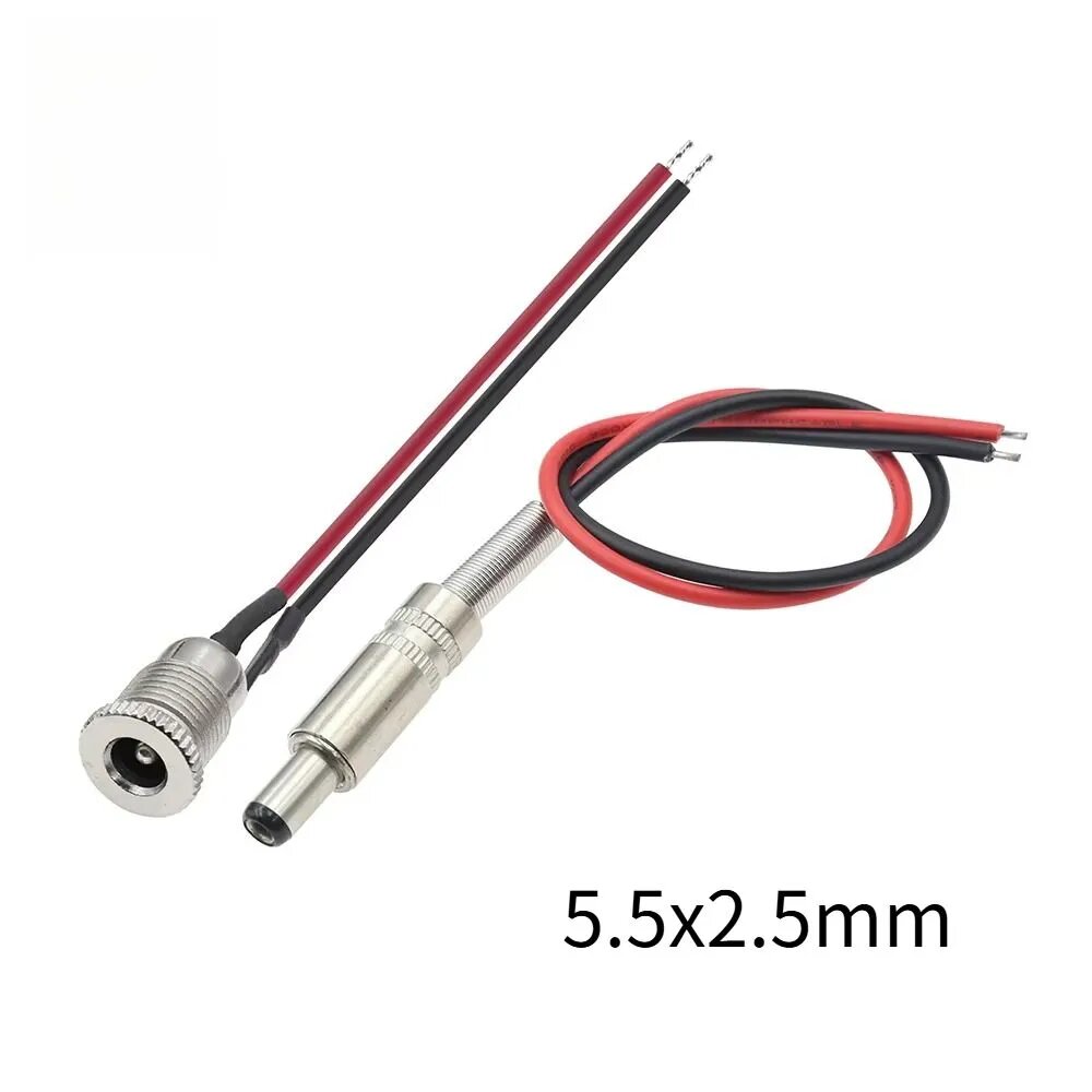 1 пара DC099 5.5 X 2.5 мм DC Power Socket с резьбой Женский разъем Адаптер с кабельными проводами DC-099 15 см