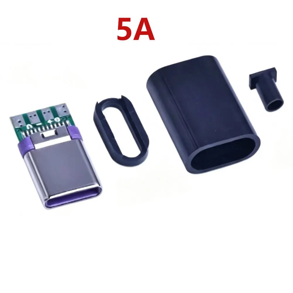 Разъемы USB Type-C 5 шт. 4Pin black 5A