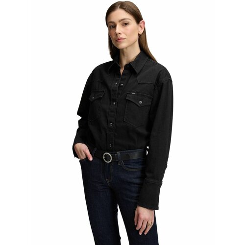 фото Рубашка lee women relaxed essential western shirt, размер xl, черный