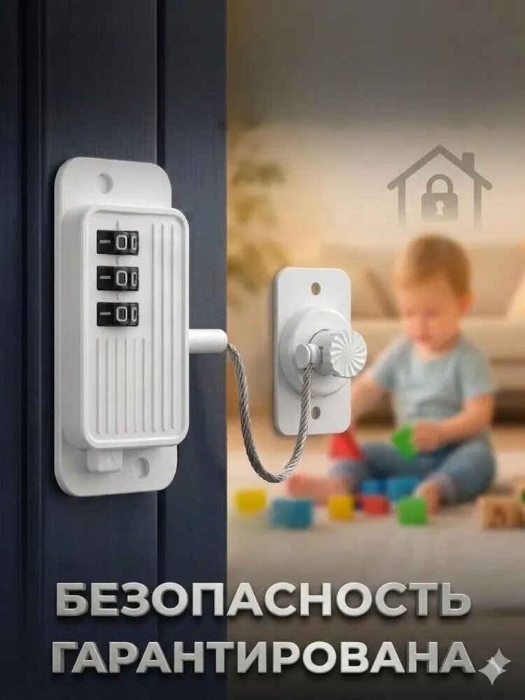 Замок блокиратор от детей на окно без сверления с кодом