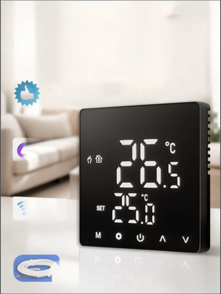 TOUCHMI Терморегулятор, термостат до 3500Вт Для теплого пола, черный