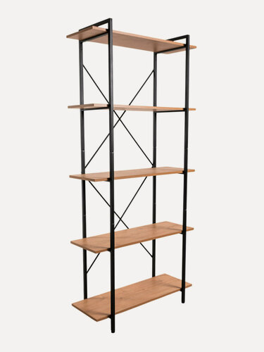 Изображение товара Стеллаж металлический 904x360x1950 мм для дома, офиса, книг и рассады лофт, 5 полок ЛДСП, Brabix Smart, 641944